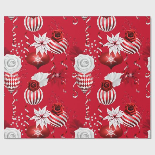 Moderne kerstballen en Poinsettia Cadeaupapier (Vlak)