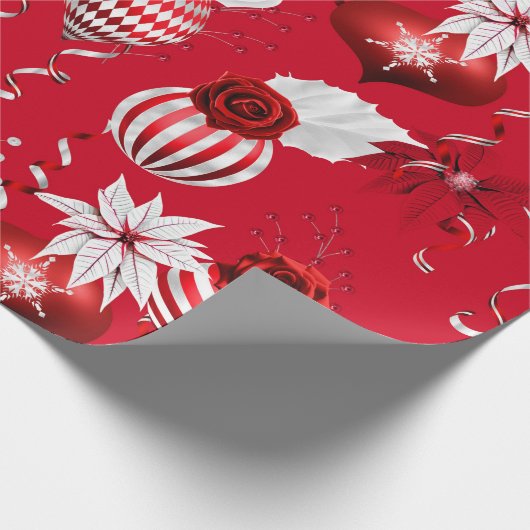 Moderne kerstballen en Poinsettia Cadeaupapier (Hoek)