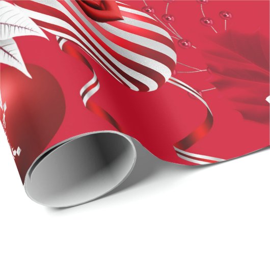 Moderne kerstballen en Poinsettia Cadeaupapier (Rol Hoek)