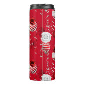 Moderne kerstballen en Poinsettia Thermosbeker (Achterkant)