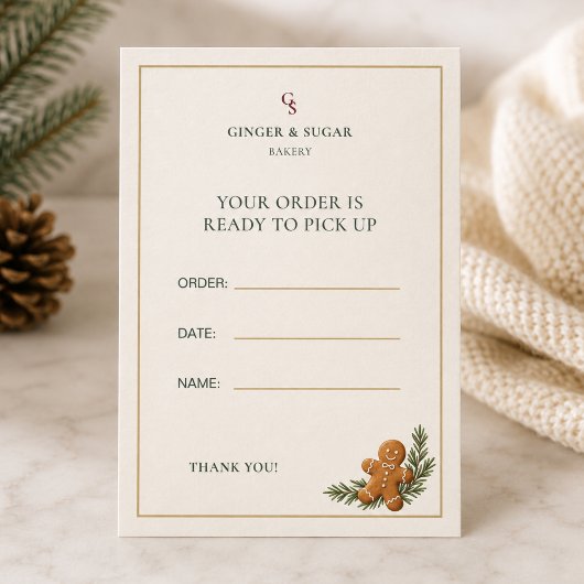 Moderne kerstbestelling bakkerij afhaling visitekaartje