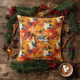 Moderne Kerstbladeren – Warme Abstracte Feestdagen Kussen