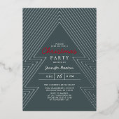 Moderne kerstblauwe feestdag folie uitnodiging (Voorkant)