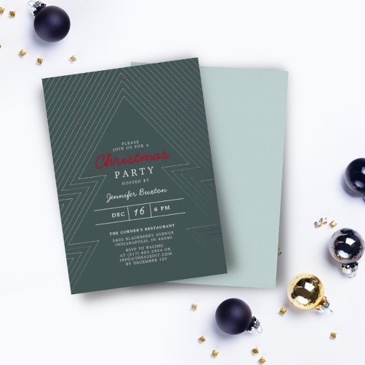 Moderne kerstblauwe feestdag folie uitnodiging