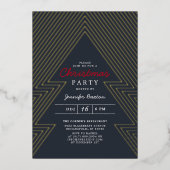 Moderne kerstblauwe feestdag Gold Folie Uitnodiging (Voorkant)