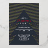 Moderne Kerstblauwe Vakantiefeest Goud Folie Uitnodiging (Voorkant)