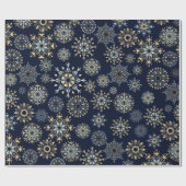 Moderne kerstblauwe waterverf Snowflake Cadeaupapier (Vlak)