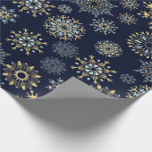 Moderne kerstblauwe waterverf Snowflake Cadeaupapier (Hoek)
