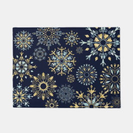 Moderne kerstblauwe waterverf Snowflake Deurmat