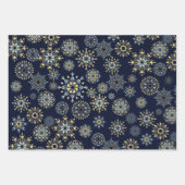 Moderne kerstblauwe waterverf Snowflake W Inpakpapier Vel (Voorkant 3)