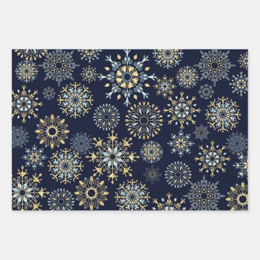 Moderne kerstblauwe waterverf Snowflake W Inpakpapier Vel (Voorkant 2)