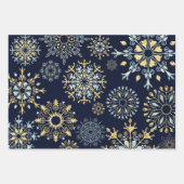 Moderne kerstblauwe waterverf Snowflake W Inpakpapier Vel (Voorkant)
