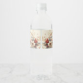 Moderne Kerstbloemen Waterfles Etiket (Achterkant)