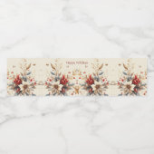 Moderne Kerstbloemen Waterfles Etiket (Enkel label)