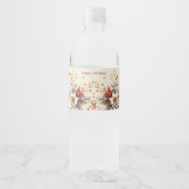 Moderne Kerstbloemen Waterfles Etiket (Voorkant)