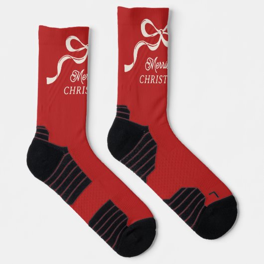 Moderne kerstbogen Retro vakantie rood Sokken (Rechts)