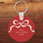Moderne kerstbogen trendy vakantie rood sleutelhanger (Achterkant)