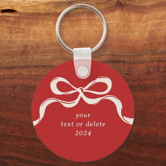 Moderne kerstbogen trendy vakantie rood sleutelhanger (Achterkant)