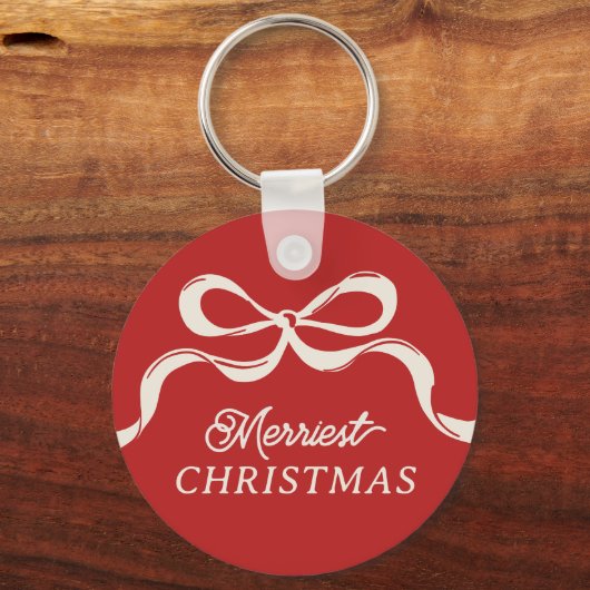 Moderne kerstbogen trendy vakantie rood sleutelhanger (Voorkant)