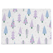 Moderne kerstbomen Abstract lavendelpatroon Groot Cadeauzakje (Voorkant)