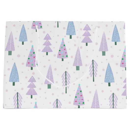 Moderne kerstbomen Abstract lavendelpatroon Groot Cadeauzakje (Voorkant)