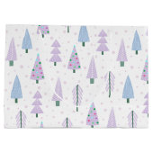 Moderne kerstbomen Abstract lavendelpatroon Groot Cadeauzakje (Achterkant)