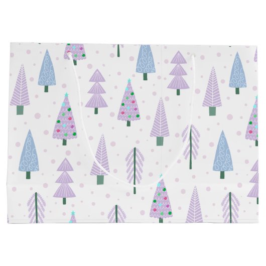 Moderne kerstbomen Abstract lavendelpatroon Groot Cadeauzakje (Achterkant)