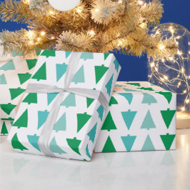 Moderne kerstbomen Aqua Holiday Patterned Cadeaupapier