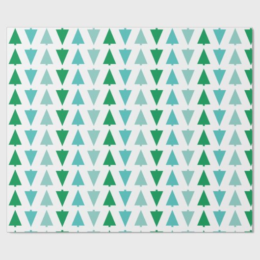 Moderne kerstbomen Aqua Holiday Patterned Cadeaupapier (Vlak)