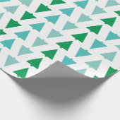 Moderne kerstbomen Aqua Holiday Patterned Cadeaupapier (Hoek)