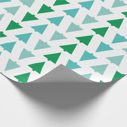Moderne kerstbomen Aqua Holiday Patterned Cadeaupapier (Hoek)