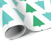 Moderne kerstbomen Aqua Holiday Patterned Cadeaupapier (Rol Hoek)