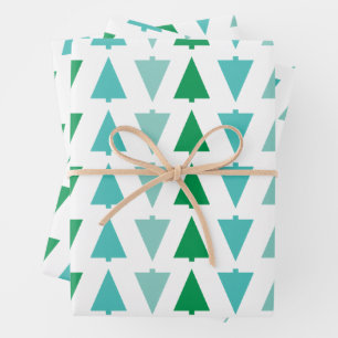 Moderne kerstbomen Aqua Holiday Patterned Inpakpapier Vel
