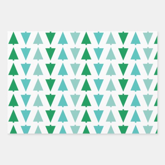 Moderne kerstbomen Aqua Holiday Patterned Inpakpapier Vel (Voorkant)