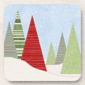 Moderne kerstbomen bier onderzetter (Voorkant)