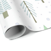 Moderne kerstbomen blauw groen patroon cadeaupapier (Rol Hoek)