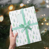 Moderne kerstbomen blauw groen patroon cadeaupapier