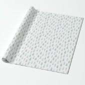 Moderne kerstbomen blauw groen patroon cadeaupapier (Uitgerold)