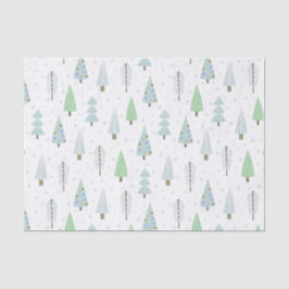 Moderne kerstbomen blauw groen patroon tissuepapier