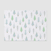 Moderne kerstbomen blauw groen patroon tissuepapier (Voorkant)