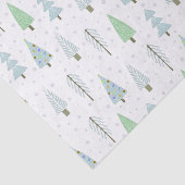 Moderne kerstbomen blauw groen patroon tissuepapier (Detail)