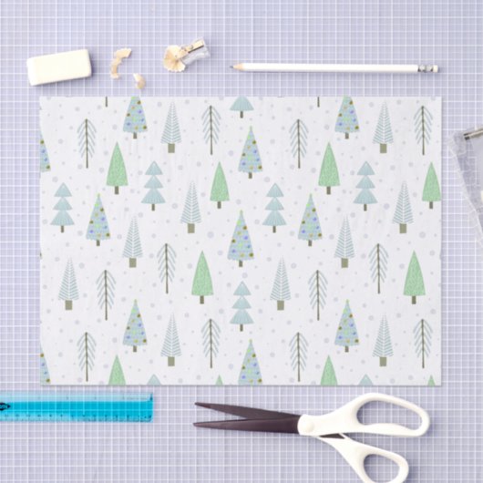 Moderne kerstbomen blauw groen patroon tissuepapier (Craft)