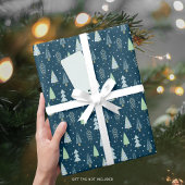 Moderne kerstbomen blauw groen patroonompakken cadeaupapier