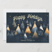 Moderne Kerstbomen Blauw Kleine Kantoor Zaken Feestdagenkaart (Voorkant)