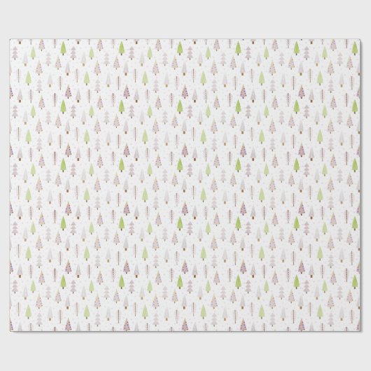 Moderne kerstbomen Blush Pink Pattern Cadeaupapier (Vlak)