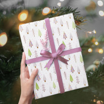 Moderne kerstbomen Blush Pink Pattern