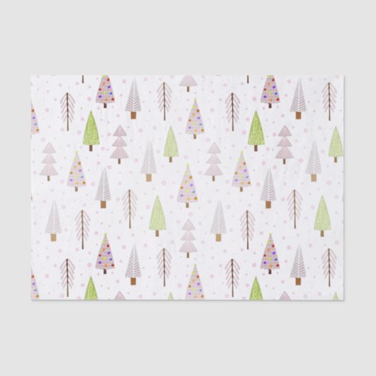 Moderne kerstbomen Blush Pink Pattern Tissuepapier (Voorkant)