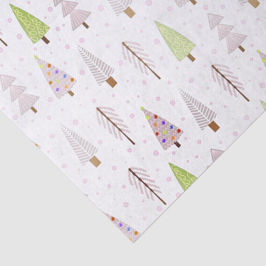 Moderne kerstbomen Blush Pink Pattern Tissuepapier (Detail)