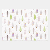 Moderne kerstbomen Blush Pink Pattern Trio Inpakpapier Vel (Voorkant)