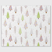 Moderne kerstbomen Blush roze groen patroon Cadeaupapier (Vlak)